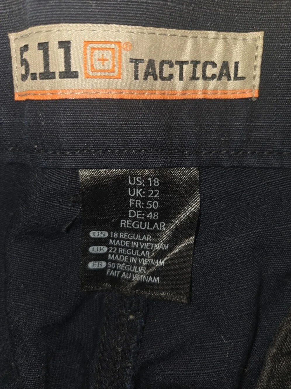 5.11 Tactical Dark Navy Blue Cargo Pants Utility Pockets Drawstring Ankle Sz 18